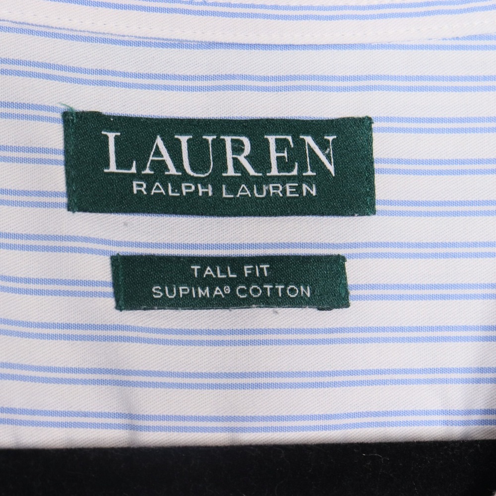 Lauren Ralph Lauren Button Up Shirt Mens Sz 19 36/37 Blue Tall Fit Supima Cotton - Picture 3 of 9